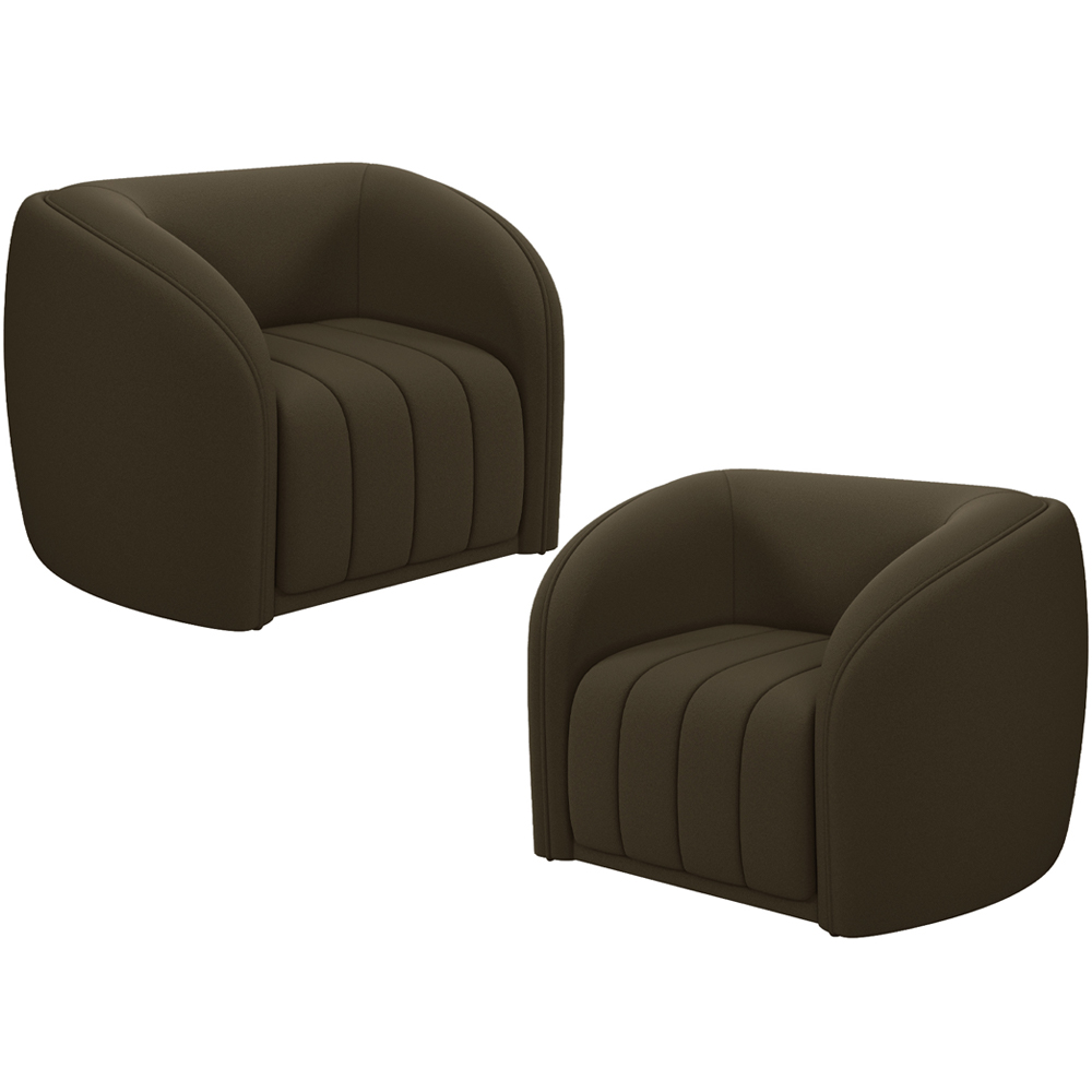 Kit 02 Poltronas Decorativa Para Sala De Estar Lazio M03 Veludo Marrom - Lyam Decor