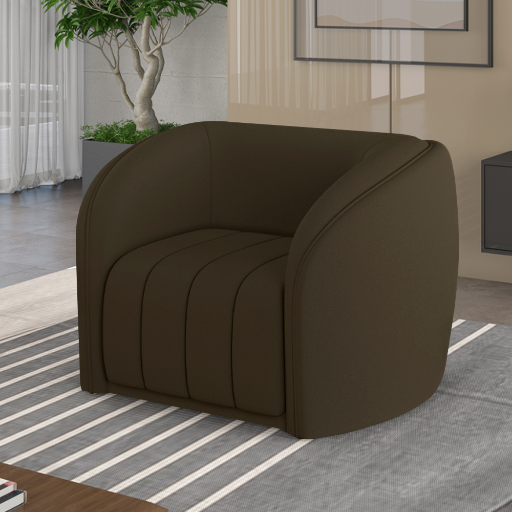 Kit 02 Poltronas Decorativa Para Sala De Estar Lazio M03 Veludo Marrom - Lyam Decor