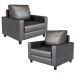 Kit 02 Poltronas Decorativa Para Sala De Estar Malta L02 Couríssimo Preto Brilho - Lyam Decor