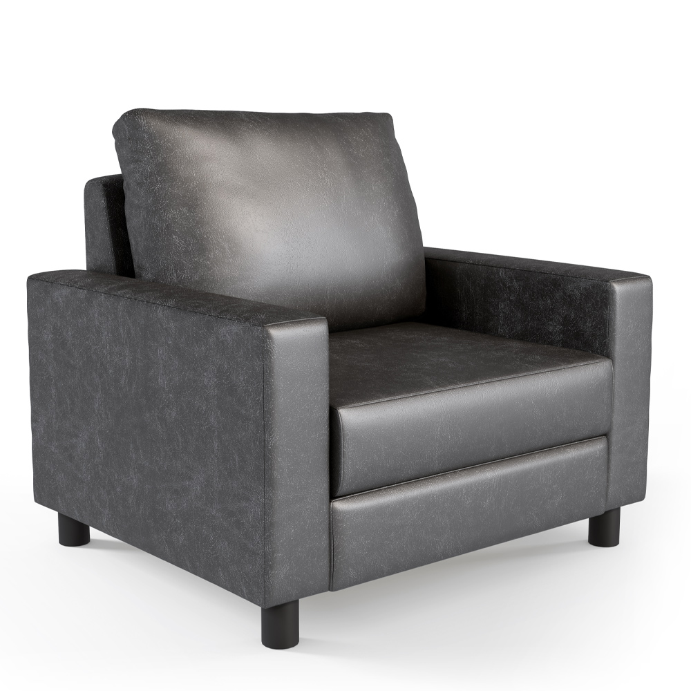 Kit 02 Poltronas Decorativa Para Sala De Estar Malta L02 Couríssimo Preto Brilho - Lyam Decor