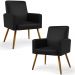 Kit 02 Poltronas Decorativa Para Sala De Estar Maria W01 Pés Palito Couríssimo Preto - Lyam Decor