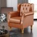 Kit 02 Poltronas Decorativa Para Sala De Estar Yara P02 Couríssimo Camel - Lyam Decor