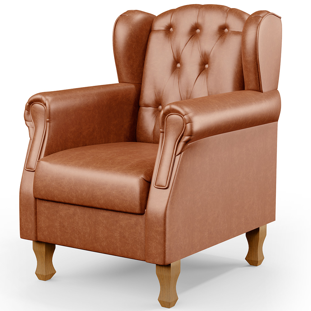 Kit 02 Poltronas Decorativa Para Sala De Estar Yara P02 Couríssimo Camel - Lyam Decor