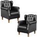 Kit 02 Poltronas Decorativa Para Sala De Estar Yara P02 Couríssimo Preto Brilho - Lyam Decor