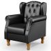 Kit 02 Poltronas Decorativa Para Sala De Estar Yara P02 Couríssimo Preto Brilho - Lyam Decor