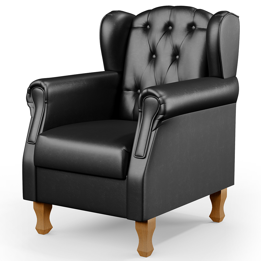 Kit 02 Poltronas Decorativa Para Sala De Estar Yara P02 Couríssimo Preto Brilho - Lyam Decor