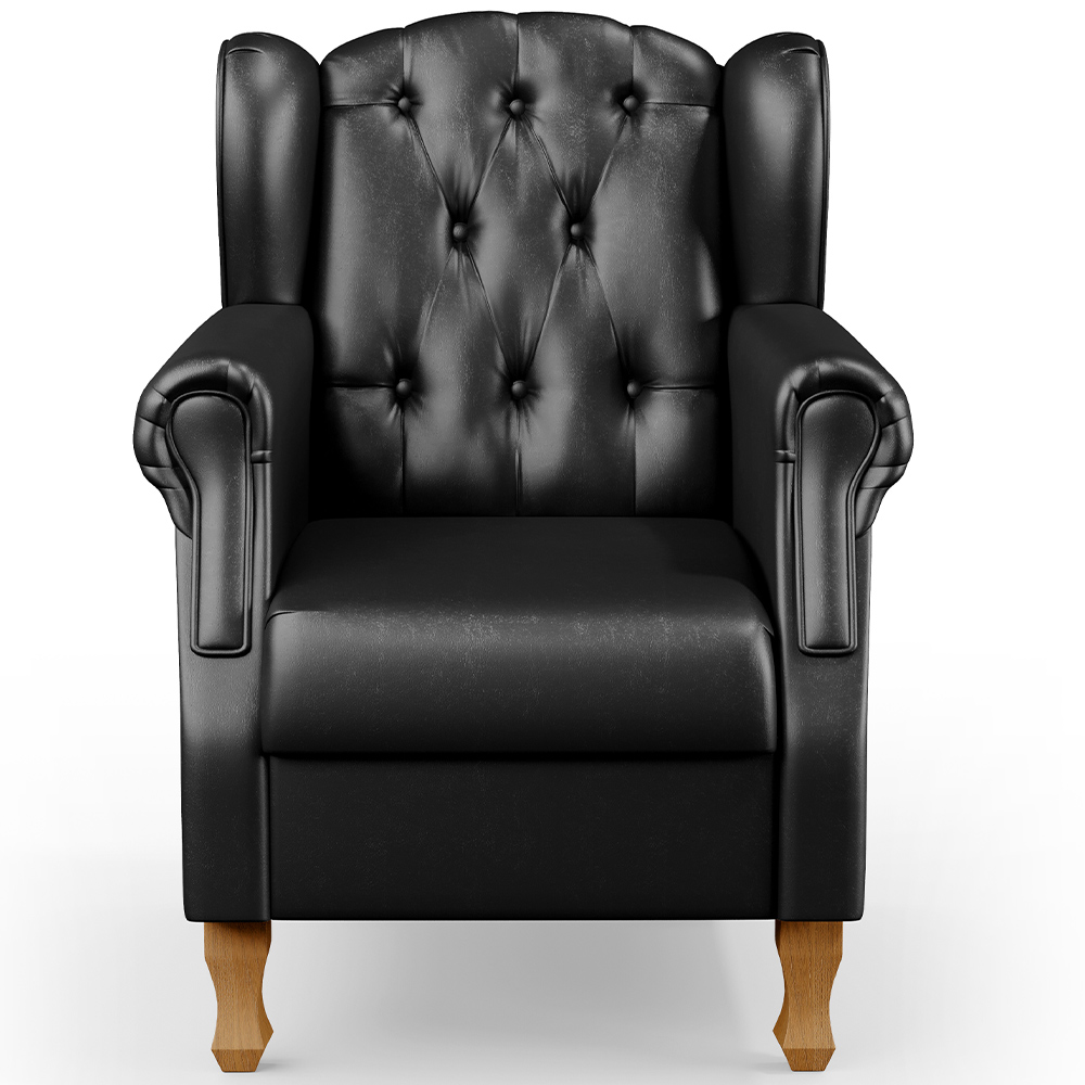 Kit 02 Poltronas Decorativa Para Sala De Estar Yara P02 Couríssimo Preto Brilho - Lyam Decor