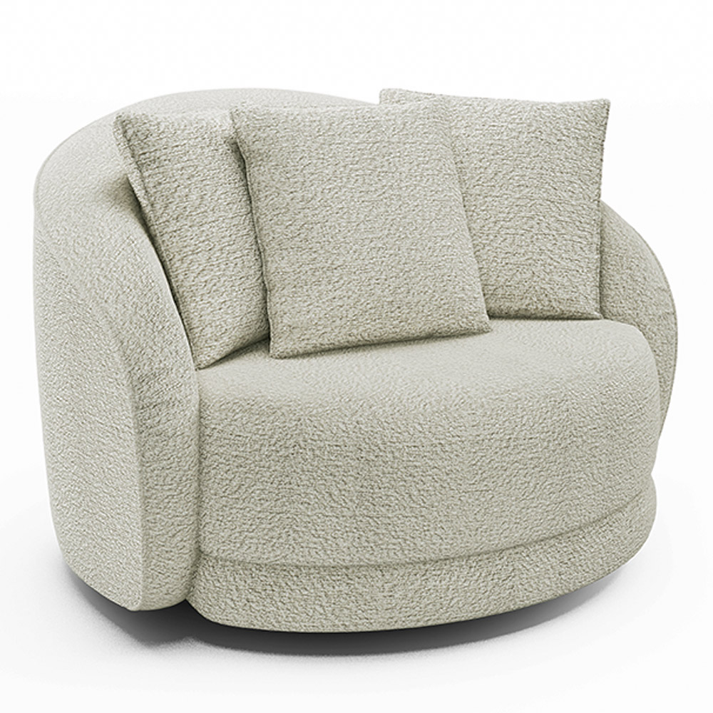 Kit 02 Poltronas Decorativa Para Sala Estar Base Giratória Witta M03 Bouclê Bege Claro - Lyam Decor