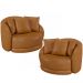 Kit 02 Poltronas Decorativa Para Sala Estar Base Giratória Witta M03 Couríssimo Whisky - Lyam Decor