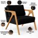 Kit 02 Poltronas Decorativa Para Sala Estar Pietra Estrutura De Madeira L02 Linho Chumbo - Lyam Decor