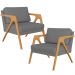 Kit 02 Poltronas Decorativa Para Sala Estar Pietra Estrutura De Madeira L02 Suede Cinza - Lyam Decor