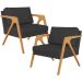 Kit 02 Poltronas Decorativa Para Sala Estar Pietra Estrutura De Madeira L02 Suede Preto - Lyam Decor
