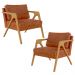 Kit 02 Poltronas Decorativa Para Sala Pietra Estrutura De Madeira L02 Couríssimo Camel - Lyam Decor