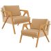 Kit 02 Poltronas Decorativa Para Sala Pietra Estrutura De Madeira L02 Linho Bege Escuro - Lyam Decor