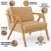 Kit 02 Poltronas Decorativa Para Sala Pietra Estrutura De Madeira L02 Linho Bege Escuro - Lyam Decor