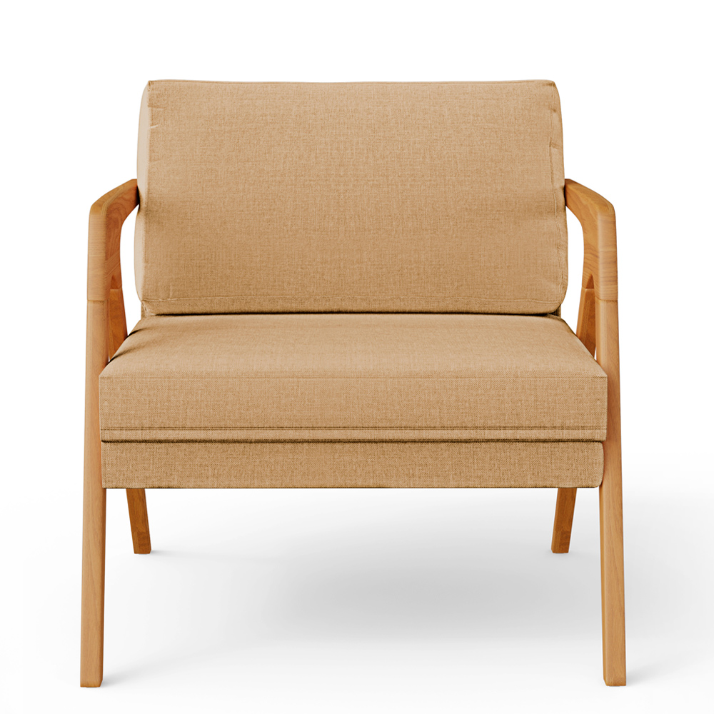 Kit 02 Poltronas Decorativa Para Sala Pietra Estrutura De Madeira L02 Linho Bege Escuro - Lyam Decor