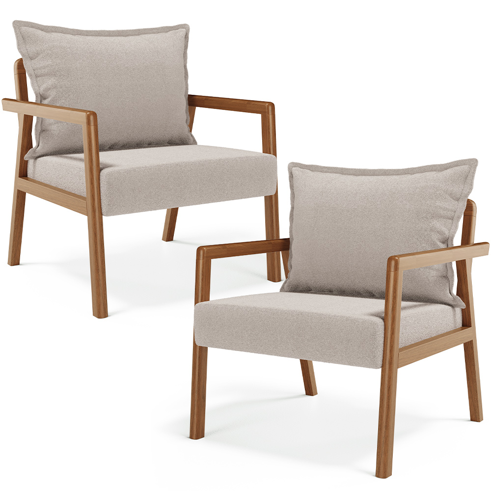 Kit 02 Poltronas Decorativa Para Sala de Estar Alícia L02 Bouclê Creme - Lyam Decor