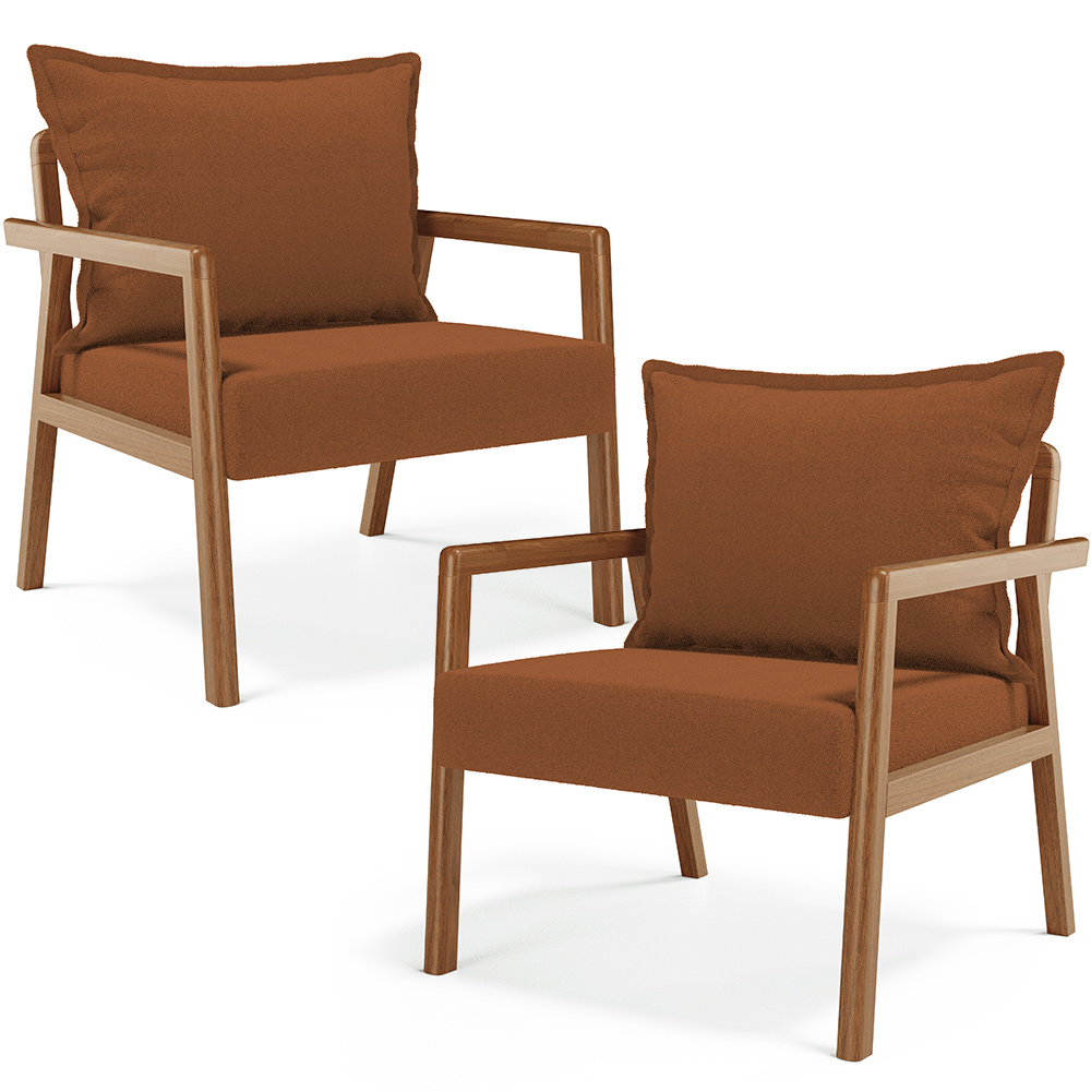 Kit 02 Poltronas Decorativa Para Sala de Estar Alícia L02 Bouclê Terracota - Lyam Decor