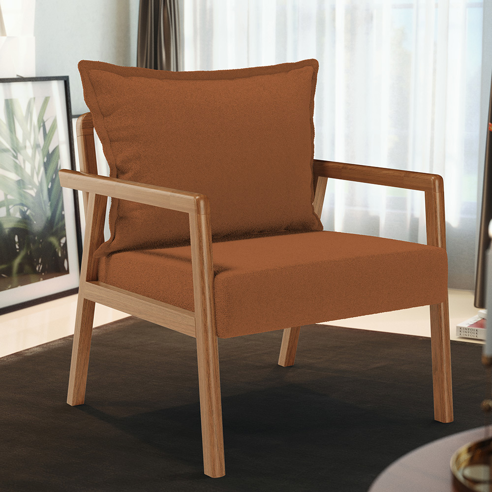 Kit 02 Poltronas Decorativa Para Sala de Estar Alícia L02 Bouclê Terracota - Lyam Decor