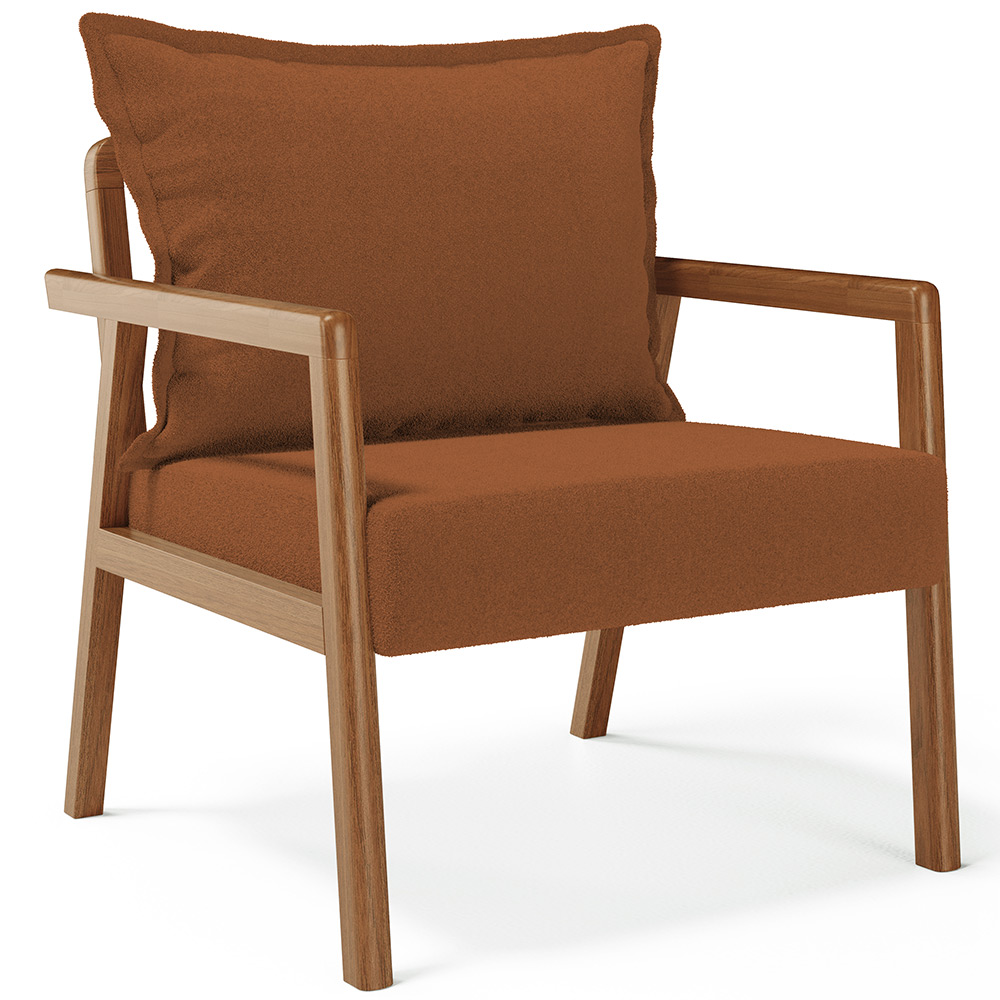 Kit 02 Poltronas Decorativa Para Sala de Estar Alícia L02 Bouclê Terracota - Lyam Decor