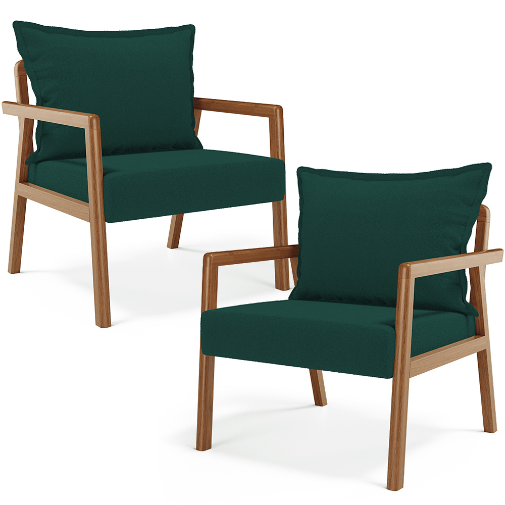 Kit 02 Poltronas Decorativa Para Sala de Estar Alícia L02 Bouclê Verde - Lyam Decor