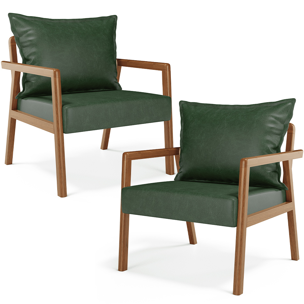 Kit 02 Poltronas Decorativa Para Sala de Estar Alícia L02 Couríssimo Verde Musgo - Lyam Decor