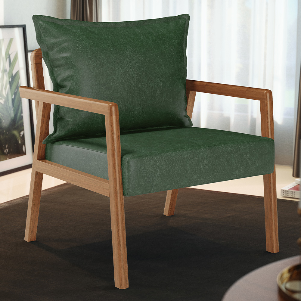 Kit 02 Poltronas Decorativa Para Sala de Estar Alícia L02 Couríssimo Verde Musgo - Lyam Decor