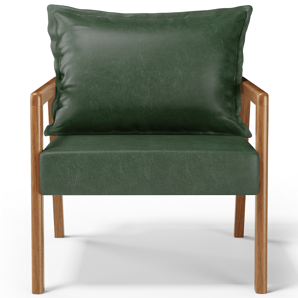 Kit 02 Poltronas Decorativa Para Sala de Estar Alícia L02 Couríssimo Verde Musgo - Lyam Decor