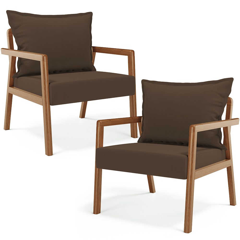 Kit 02 Poltronas Decorativa Para Sala de Estar Alícia L02 Suede Marrom - Lyam Decor