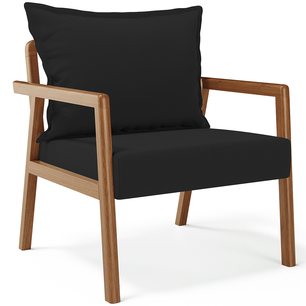 Kit 02 Poltronas Decorativa Para Sala de Estar Alícia L02 Suede Preto - Lyam Decor