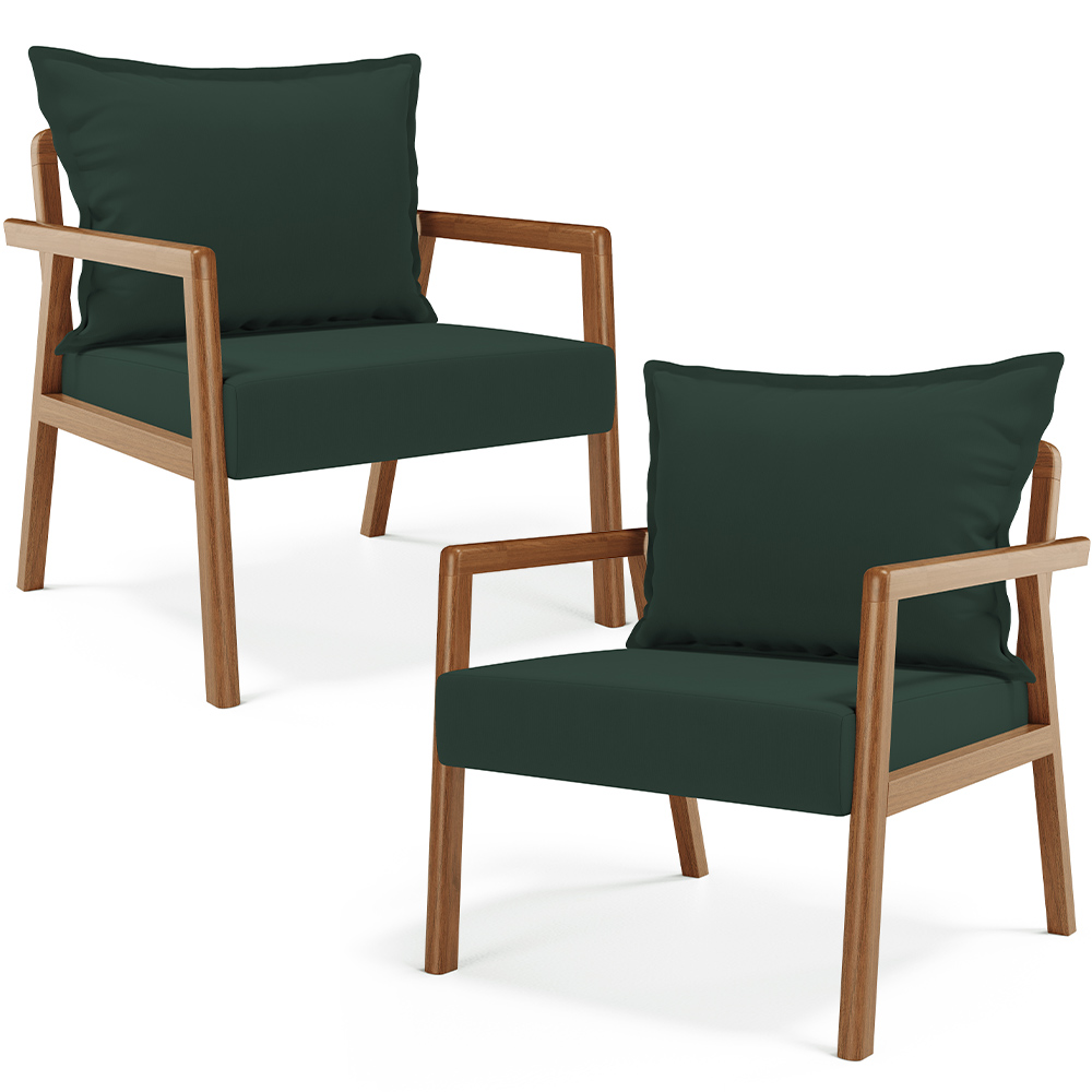 Kit 02 Poltronas Decorativa Para Sala de Estar Alícia L02 Suede Verde Musgo - Lyam Decor
