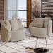 Kit 02 Poltronas Decorativa Para Sala de Estar Base Giratória Witta M03 Bouclê Bege - Lyam Decor