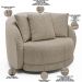 Kit 02 Poltronas Decorativa Para Sala de Estar Base Giratória Witta M03 Bouclê Bege - Lyam Decor