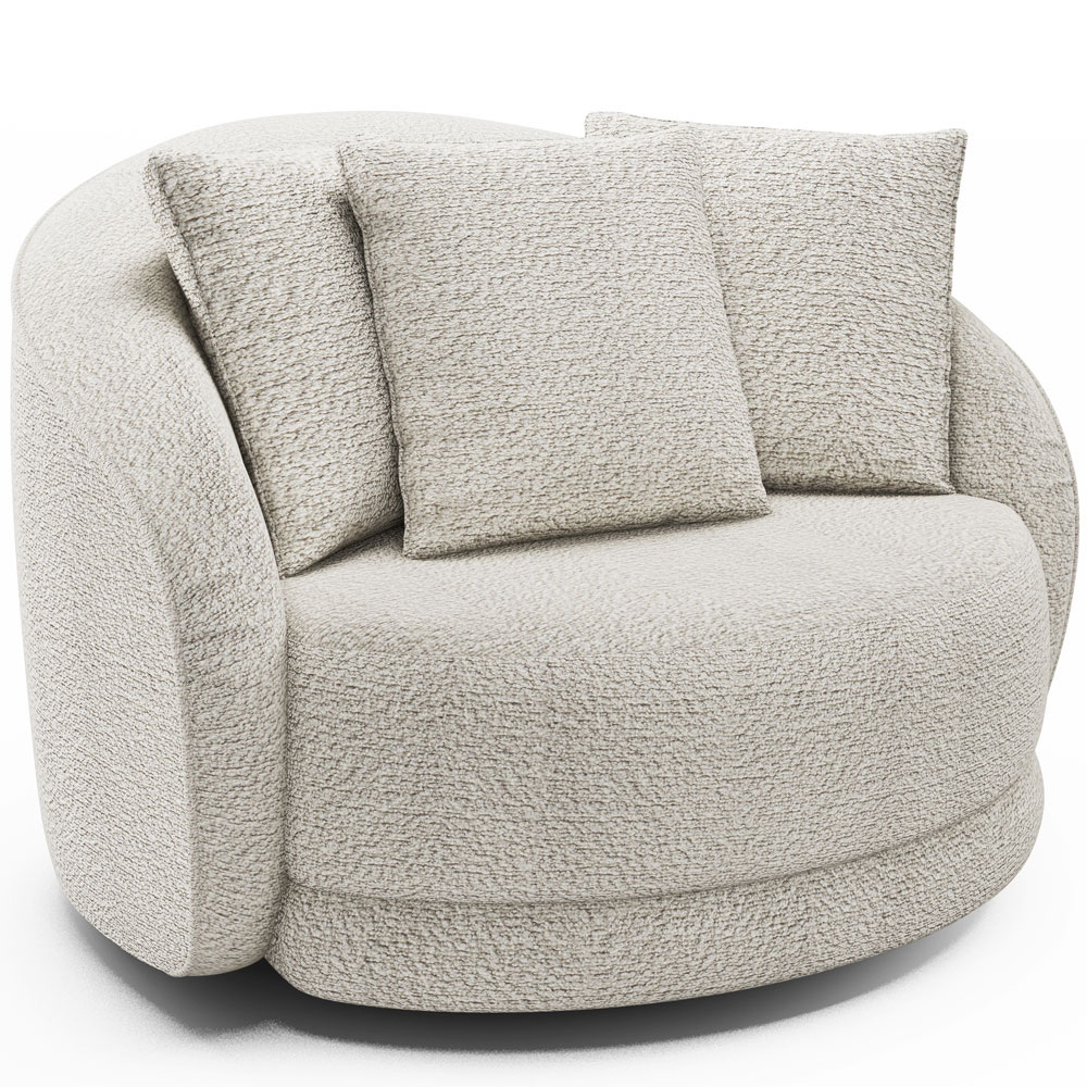 Kit 02 Poltronas Decorativa Para Sala de Estar Base Giratória Witta M03 Bouclê Branco - Lyam Decor