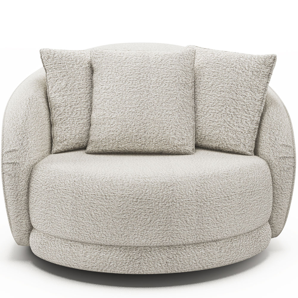 Kit 02 Poltronas Decorativa Para Sala de Estar Base Giratória Witta M03 Bouclê Branco - Lyam Decor