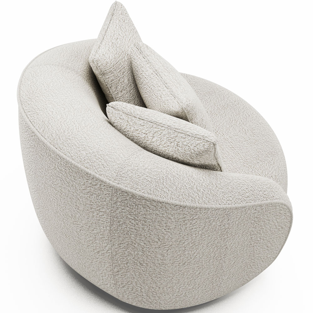 Kit 02 Poltronas Decorativa Para Sala de Estar Base Giratória Witta M03 Bouclê Branco - Lyam Decor
