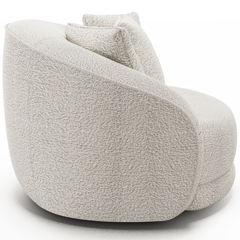 Kit 02 Poltronas Decorativa Para Sala de Estar Base Giratória Witta M03 Bouclê Branco - Lyam Decor