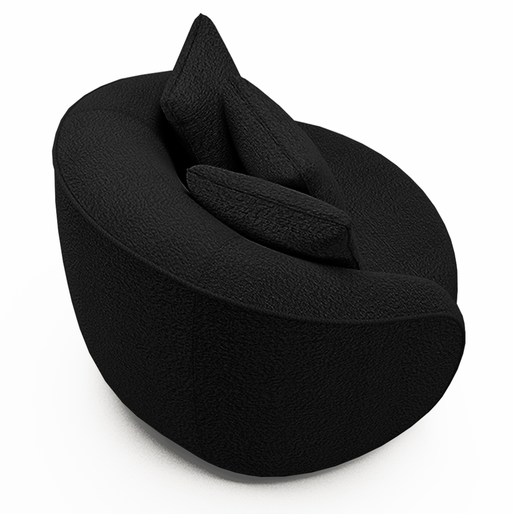 Kit 02 Poltronas Decorativa Para Sala de Estar Base Giratória Witta M03 Bouclê Preto - Lyam Decor