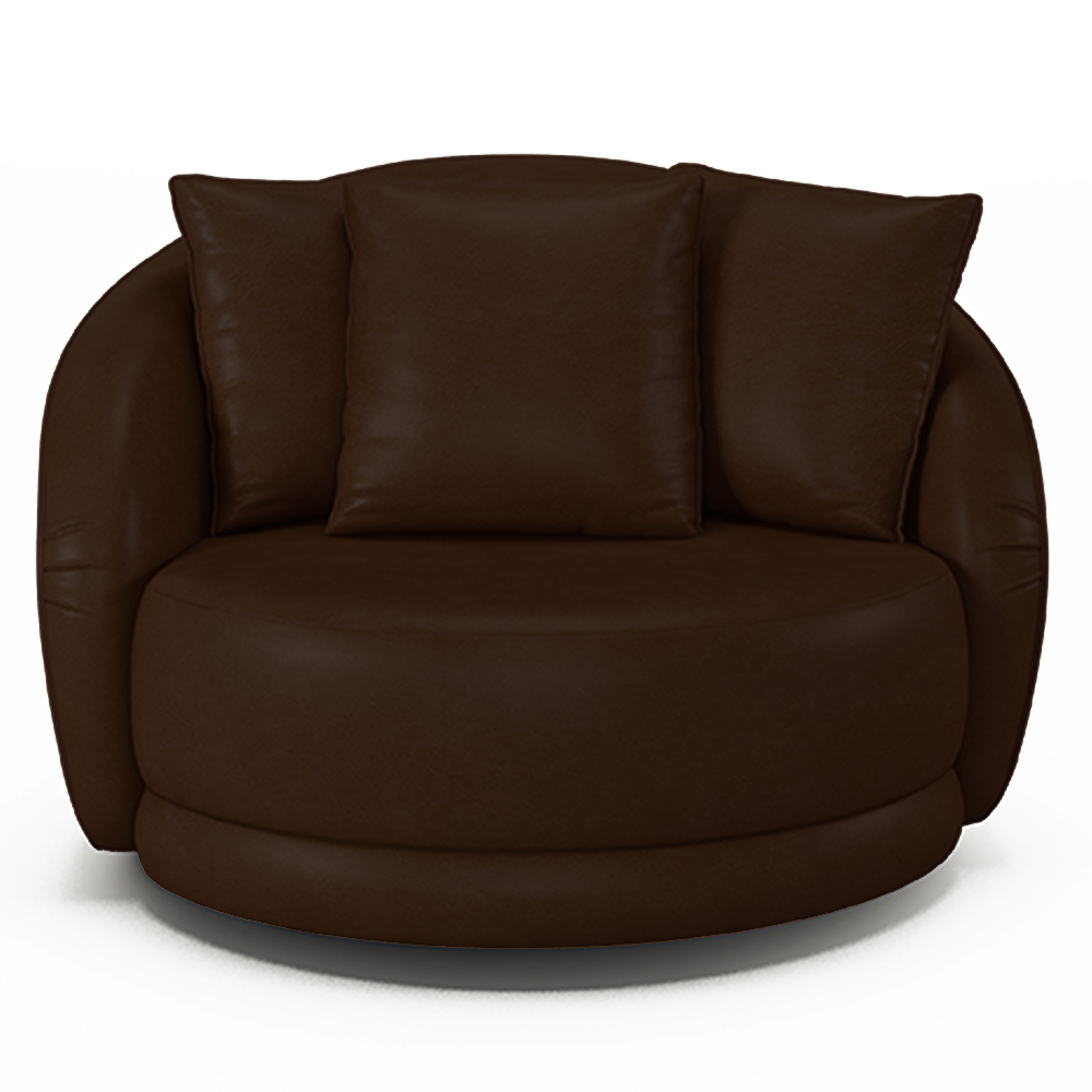 Kit 02 Poltronas Decorativa Para Sala de Estar Base Giratória Witta M03 Corano Marrom - Lyam Decor