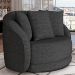 Kit 02 Poltronas Decorativa Para Sala de Estar Base Giratória Witta M03 Linho Chumbo - Lyam Decor