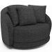 Kit 02 Poltronas Decorativa Para Sala de Estar Base Giratória Witta M03 Linho Chumbo - Lyam Decor