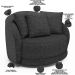 Kit 02 Poltronas Decorativa Para Sala de Estar Base Giratória Witta M03 Linho Chumbo - Lyam Decor