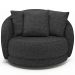 Kit 02 Poltronas Decorativa Para Sala de Estar Base Giratória Witta M03 Linho Chumbo - Lyam Decor