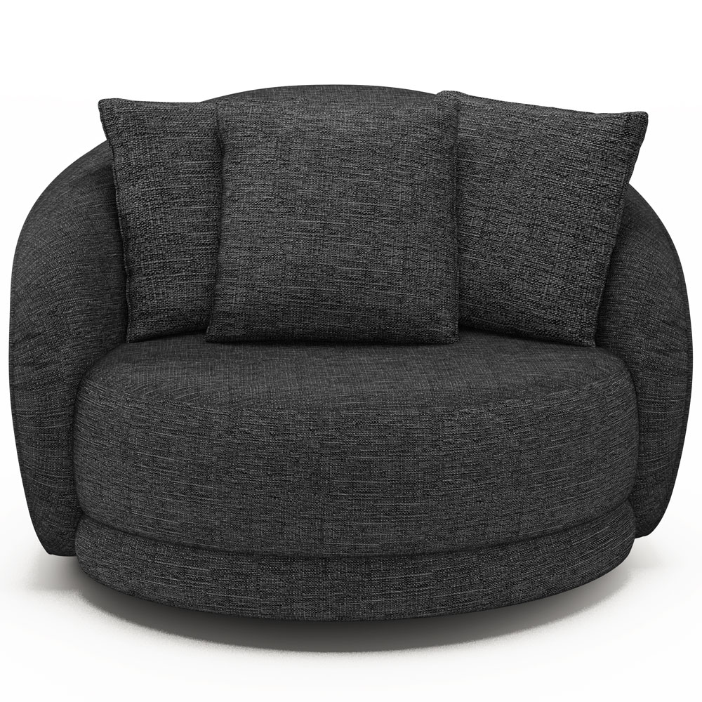 Kit 02 Poltronas Decorativa Para Sala de Estar Base Giratória Witta M03 Linho Chumbo - Lyam Decor
