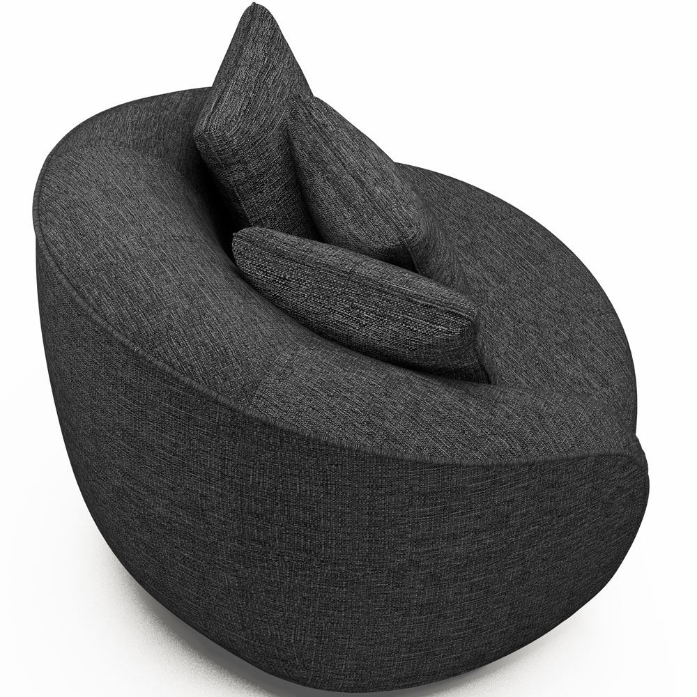 Kit 02 Poltronas Decorativa Para Sala de Estar Base Giratória Witta M03 Linho Chumbo - Lyam Decor