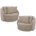 Kit 02 Poltronas Decorativa Para Sala de Estar Base Giratória Witta M03 Linho Cru - Lyam Decor