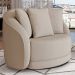Kit 02 Poltronas Decorativa Para Sala de Estar Base Giratória Witta M03 Linho Cru - Lyam Decor