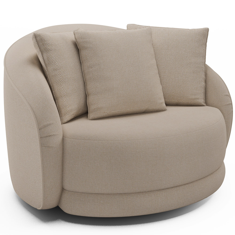 Kit 02 Poltronas Decorativa Para Sala de Estar Base Giratória Witta M03 Linho Cru - Lyam Decor