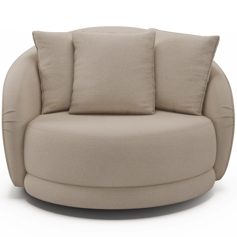 Kit 02 Poltronas Decorativa Para Sala de Estar Base Giratória Witta M03 Linho Cru - Lyam Decor