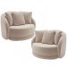Kit 02 Poltronas Decorativa Para Sala de Estar Base Giratória Witta M03 Veludo Bege - Lyam Decor